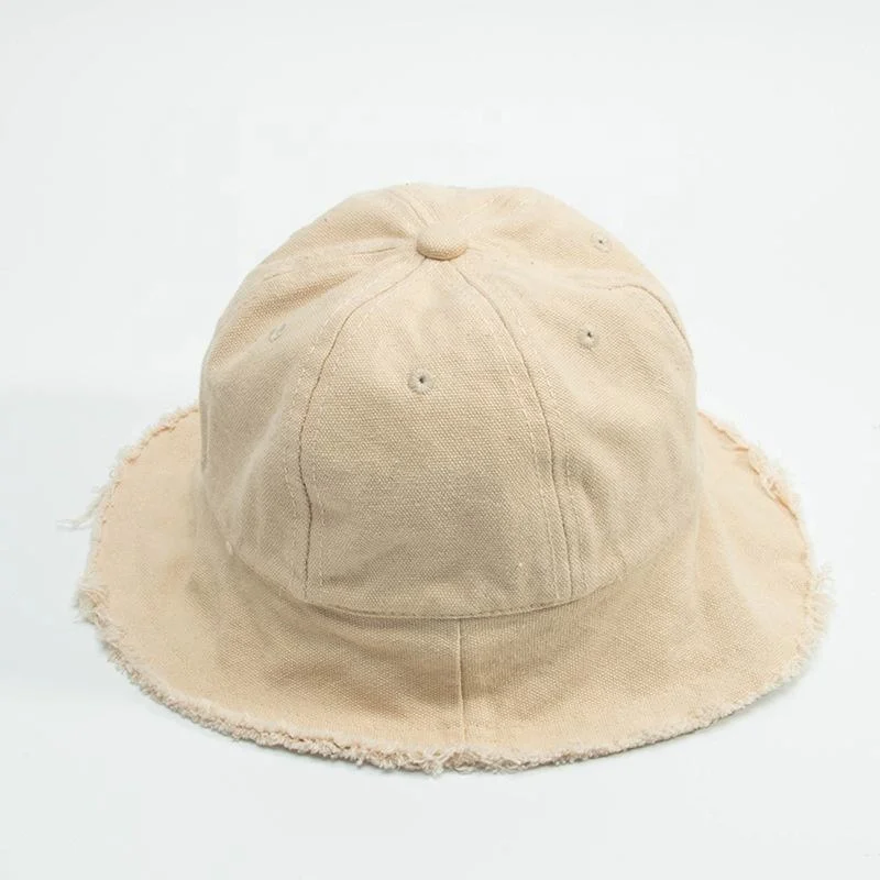 Wholesale Solid Canvas Cotton Anti UV Sun Baby Toddler Bucket Cap