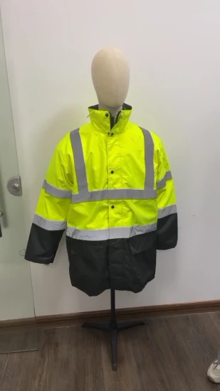 Hi Viz 반사 재킷 높은 가시성 방수 도로 안전 의류 2 in 1 탈착식 슬리브 작업복 재킷